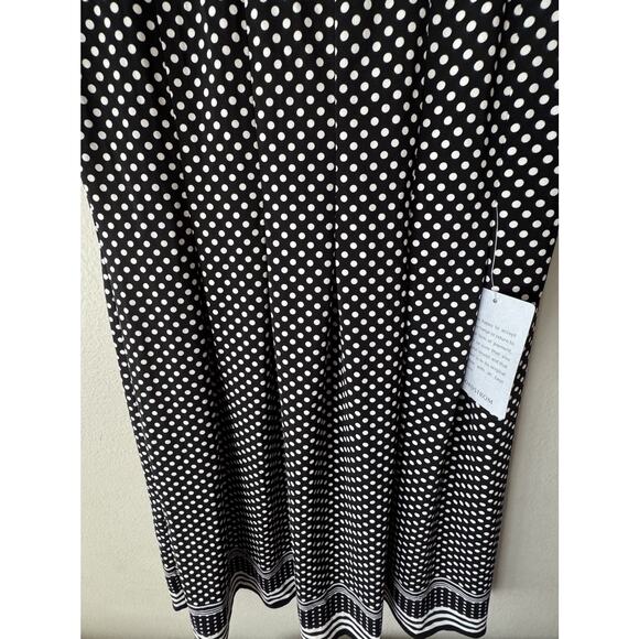 Max Studio Polka Dot Dress Women’s Size Small Stretch Pleated Striped Trim Work - Picture 7 of 9